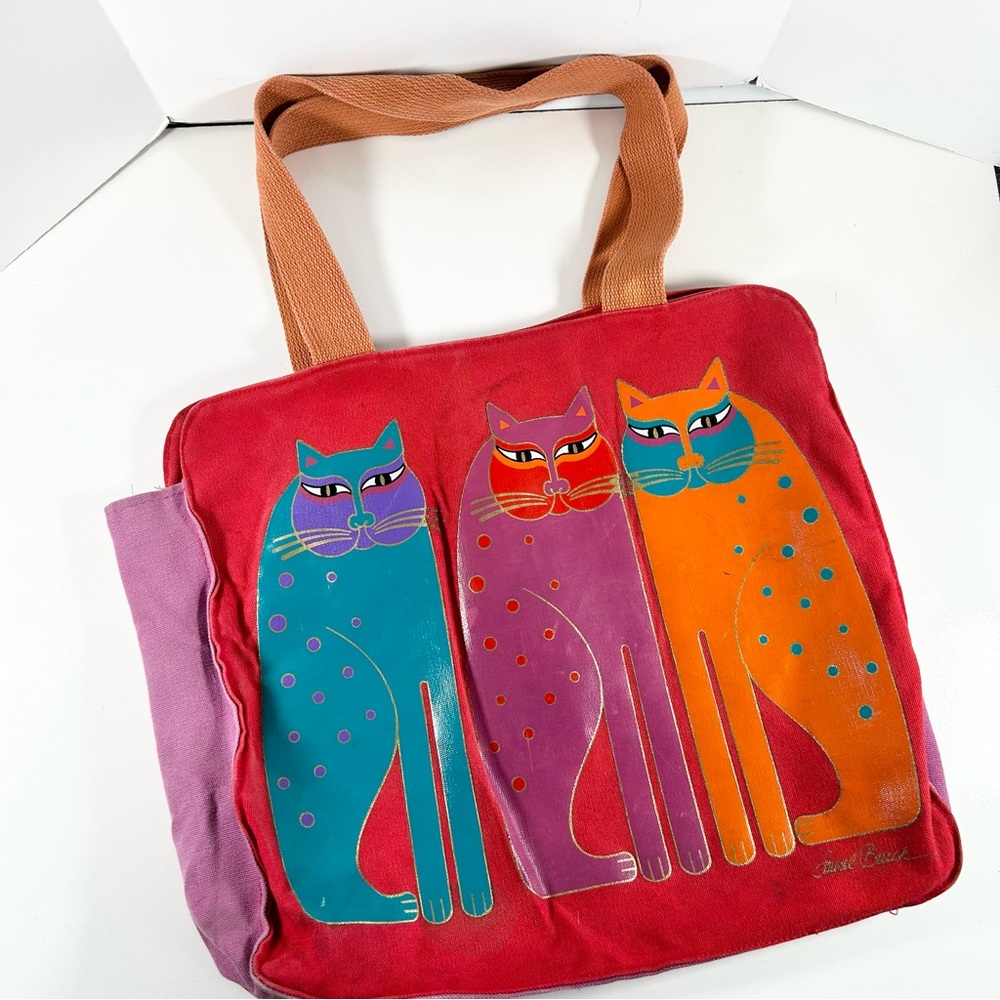Laurel Burch Three Cats Red Tote Bag READ